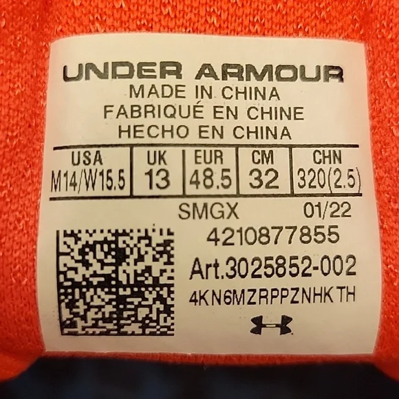 *Under Armour Unisex HOVR™ Ridge Trail Running Shoes, M14/W15.5 - Picture 16 of 16